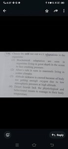 46Choose the odd one out w.r.t. adaptations in the organisms.... | Filo