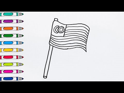 Easy Drawing of Malaysia Flag for Kids | Simple Jalur Gemilang Art Lesson