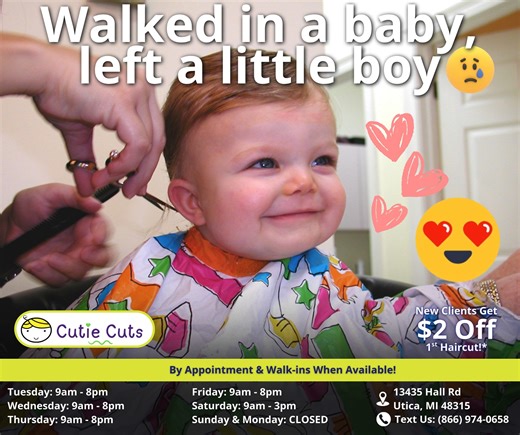 Make your child’s first haircut a memorable milestone with our kids haircut near me services designed for boys and girls. Each visit includes a certificate and lock of hair, plus new customers receive two dollars off. Schedule online or walk in when available. #KidsHaircutNearMe #ChildrensHairSalon #FirstHaircutPackage | Cutie Cuts