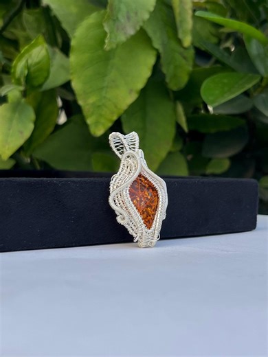 Baltic Amber Copper Wire Wrapped Pendant • Genuine Natural Amber Necklace • Handmade Fossil Resin Jewelry - Etsy