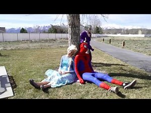 SPIDERMAN - FROZEN ELSA KIDNAPPED BY JOKER W/ FUNNY SUPERHERO MOVIE IN REAL LIFE