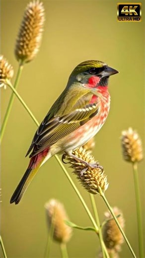 This Vibrant Bird Song | Seed-Head Close-Up 4K | Tiny Grassland Vocalist Short