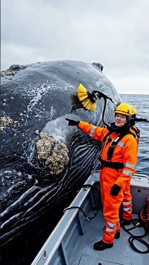 gray whale cleaning – how do humans gently scrub a giant of the ocean? 🐋✨ #wildliferescue