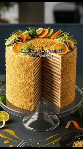 Moist Medovik Cake with Cream Filling