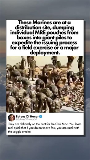 MARINES UNPACKING A MOUNTAIN OF MREs