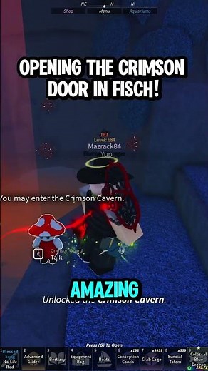 Unlocking the crimson cavern in fisch! #roblox #fisch