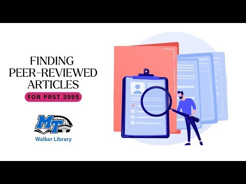 Finding Peer Reviewed Articles for PRST 3995