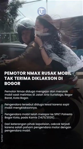 Pengendara Motor Nmax Kejar dan Tendang Mobil di Bogor Tak Terima di Klakson