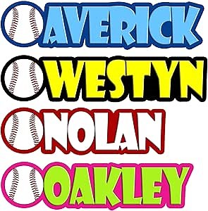 Custom Baseball Softball Name Tag Sticker – Personalized Vinyl Decal with Name & Number – Waterproof UV-Resistant Sports for Bat, Helmet, Water Bottle, Car, Laptop – Easy Peel, Durable, Multiple Sizes