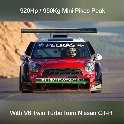 The brutal MINI Pikes Peak Version built and driven by Jean-Philippe Dayraut 🏁 With 920Hp from a mid-mounted 3.8L V6 Twin-Turbo Engine from the Nissan GT-R R35, 4 Wheel Drive and weighing only 950Kg 🔥🔥🔥 | HillClimb Monsters