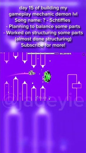 Day 15 of building my gameplay mechanic demon level // JadeyIE #geometrydashplayer #robtop