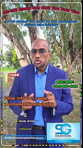 DS-160 Errors Can Cost You Your Visa DS-160 Mistakes That Cancel U.S. Visa Appointments | Barcode Rules Explained Accuracy protects your future travel.  WhatsApp: +592 654 4029  info.shaleenglobal@gmail.com #DS160 #USVisaTips #VisaAppointment #VisaApplication #TravelCompliance | Shaleen Global Business, Immigration & Quality Solutions | Facebook