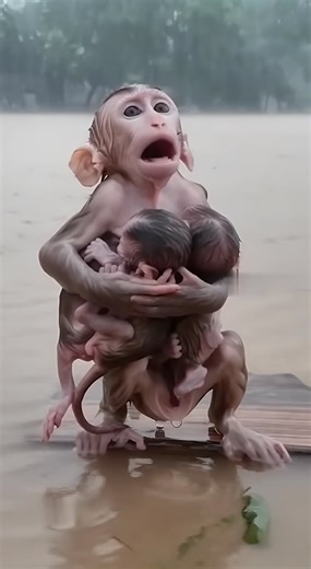 Mother Monkey Screams for Help in the Storm! #monkey #animalrescue #helpme #storm #money | Sok Kimleng