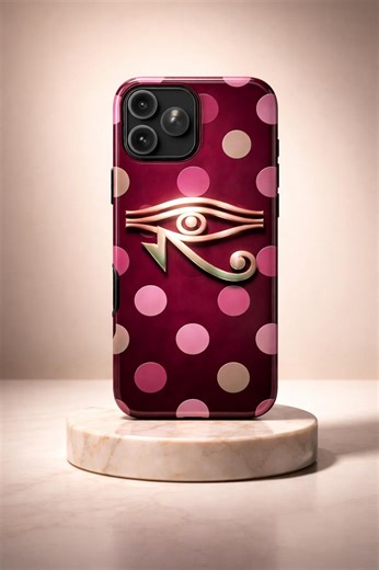 Eye of Horus Pink Polka Dot Phone Case | Protective Dual-layer Design - Etsy