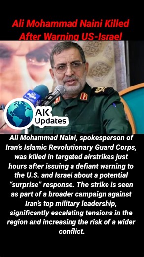 Ali Mohammad Naini Killed After Warning US-Israel.#iran#israel#iranisraelwar#iranvsusa#idf