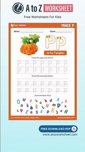 Tracing and Writing Alphabet P Worksheet for Kids – Free A to Z Practice PDF