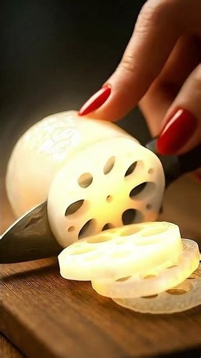Crystal Lotus Root Cutting ASMR | Translucent Rings of Calm#asmr #visualsatisfaction