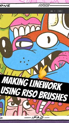 Coloring My Linework with RISO Brushes - Brushes I Actually Use in Fresco Pt 8 #shorts