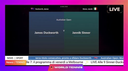 🔴James Duckworth VS Jannik Sinner | Australian Open 2026 Live match tracker