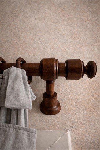 Solid Beech Wood Curtain Rod Bracket, Rustic Farmhouse Drapery Hardware Holder - Etsy