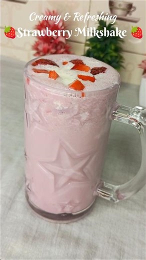 Creamy Strawberry Milkshake 🍓🥤 | Perfect Summer Drink #shorts