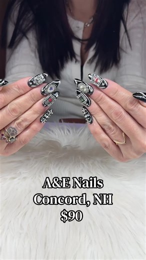 I love this set! This client always takes me out of my comfort zone and pushes me to the amazing nail tech that I know I am capable of being I couldn't be more grateful for her! #foryoupage❤️❤️ #badassnails🔥 #sarahismynailtech💅 #concordnh #aandenails2006💅