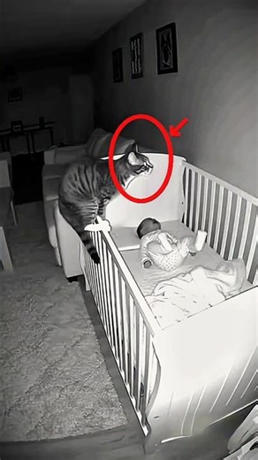 This Cat Woke Up When the Baby Cried… What Did It See? 👻😱