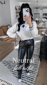 this sweater & faux leather pant combo is giving elevated chic ✨ cropped this sweater up for this look, but if you left it untucked it has great length & would be very legging friendly 🖤 // link to shop this look can be found here: https://liketk.it/4VAfT 👈🏼 or you can comment NOV1 & outfit details will be automatically sent your way! #falloutfits #falloutfitinspo #neutraloutfit #amazonsweater #sweaterweather #sweaterseason | Simple Style Diary by Meghan Sisco