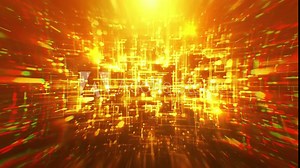 Abstract Ethereal Hi-Tech Background Loop/ 4k animation of an abstract technology background with lines and dots infographics, chromatic aberration effect and seamless loop