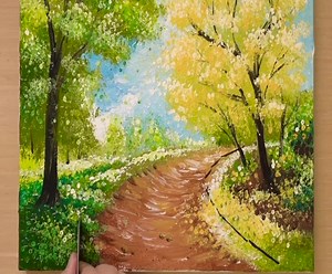 59K views · 660 reactions | Arts / How to Paint a Country Road / Acrylic Painting / Drawing fence | MAY Art. | Facebook