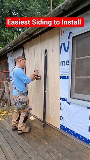 Easiest siding to install is this board and batten #sidinginstallation #boardandbatten #renovation