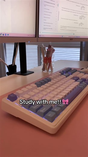 Study with me using my new creamy keyboard 🎀☁️🍦🍧 #studywithme #study #asmr #keyboardasmr #studytok