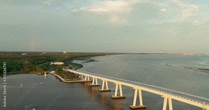 Some aerial footage of the causeway in Florida going to Sanibel Island.