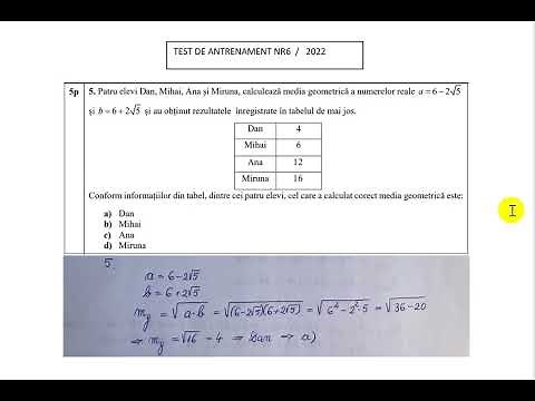 Patru elevi Dan, Mihai, Ana și Miruna, calculează media geometrică a numerelor reale a = 6 - 2 radic