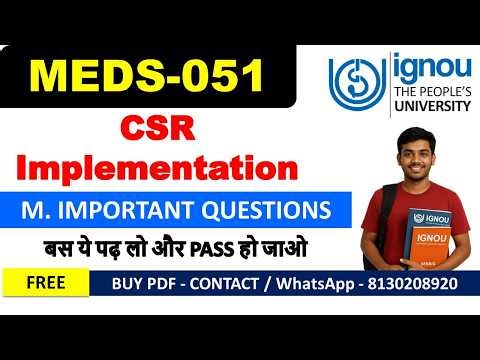 MEDS-053 Most Important Questions with Answers | CSR Implementation | IGNOU Exam Guide