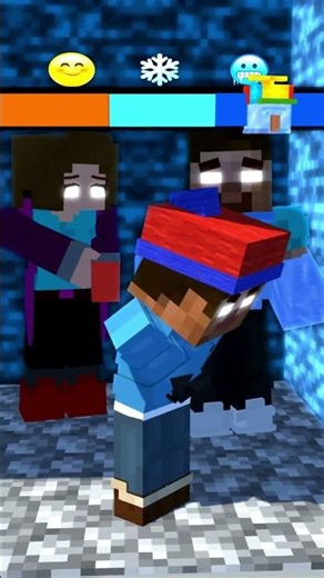 Help the Herobrine family free the villagers from the ice #friendship #shorts #trending#anime