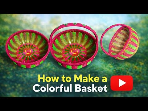 Handmade Colorful Plastic Basket | Easy Basket Making at Home DIY