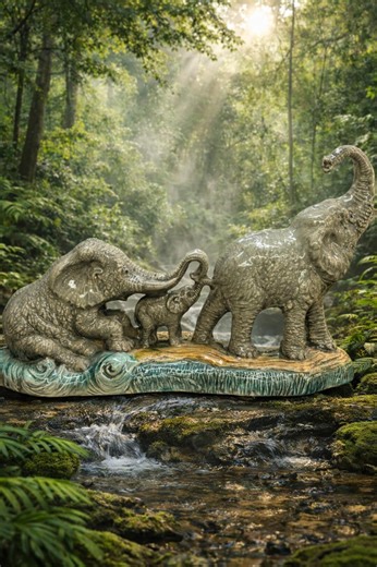 Handmade Ceramic Elephant Family Sculpture | Earthenware Herd Decor - Etsy