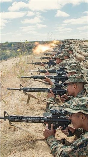 United States Marine Recruits Firing their Rifles