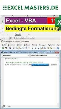 Mit Makro Bedingte Formatierung in Excel einfügen mit Bedingung für Hintergrundfarbe und Textfarbe