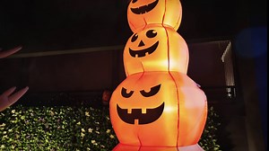 Tangkula 9.5 FT Halloween Inflatable Pumpkin Patch, 7 Pumpkins Family with Witch’s Cat, Blow-up Outdoor Yard Decoration with Built-in LED Lights, Quick Self Inflating Halloween Decoration for Garden