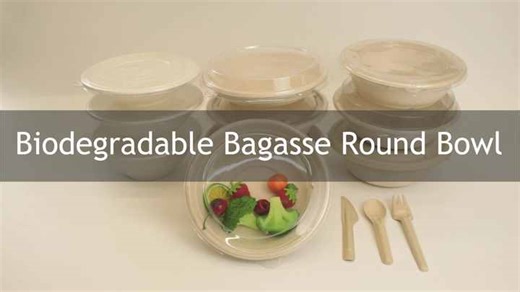 Disposable Sugar Cane Bowl 12Oz 16Oz 24Oz 30Oz 350Ml 500Ml Round Sugarcane Pulp Bagasse Takeaway Salad Soup Bowl With Clear Lid