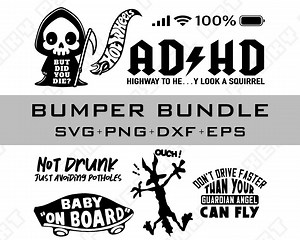Funny Bumper Sticker SVG Bundle | Car Decal Cut File | Humorous Driving Clipart Digital Download | Silhouette Cricut EPS PNG - Etsy