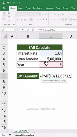 One Formula to Know Your EMI Like a Pro #excel #excelforbeginners #exceltips #office