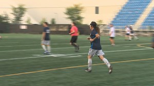 FC Edmonton fans get to play soccer with Iron Maiden bassist at Clarke Stadium