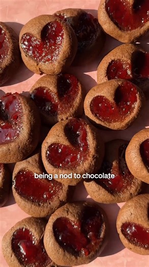 Your favorite cookies just got a Valentine's Day makeover—and they only take 35 minutes to make 🍓🍫 Ingredients: - All-purpose flour - Unsweetened cocoa powder - Kosher salt - Unsalted butter - Granulated sugar - Egg - Pure vanilla extract - Raspberry or strawberry jam Find the full recipe link in bio or on the Delish app! Recipe by, shot by @makinze | Delish