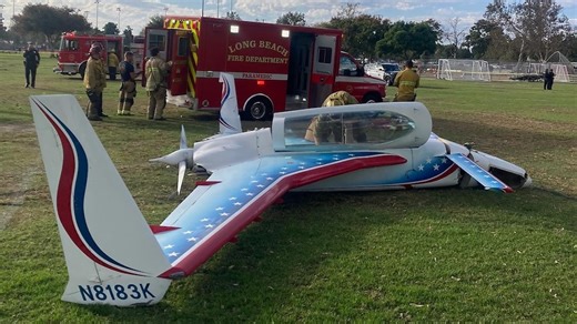 Small plane crashes in California park, injuring pilot and pedestrian, officials say