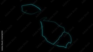 Animated Outline Map of Malta with Regions