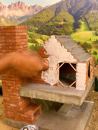 Building a Wood Burning House with Miniature Bricks