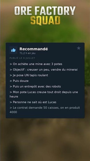 LES MEILLEURS AVIS STEAM : Ore Factory Squad !